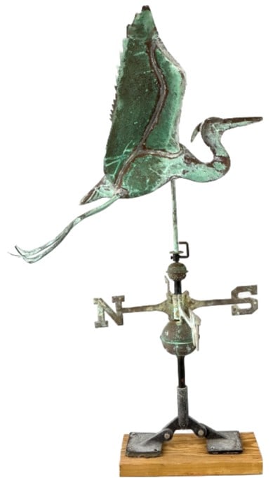 Copper Verdigris Heron Weather Vane (1 of 5)