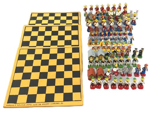 Grouping of Brazilian Folk Pottery Chess Sets (1 of 6)