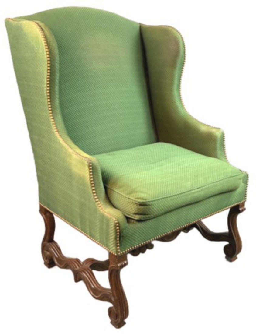 Green Upholstered Wingback Chair (1 of 5)