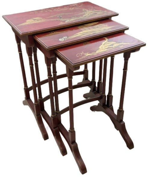 Set of 3 Beacon Hill Chinoiserie Nesting Tables (1 of 6)