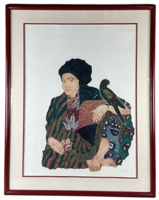 Jonna White (American, b. 1947) "Red Lotus" Litho (1 of 5)