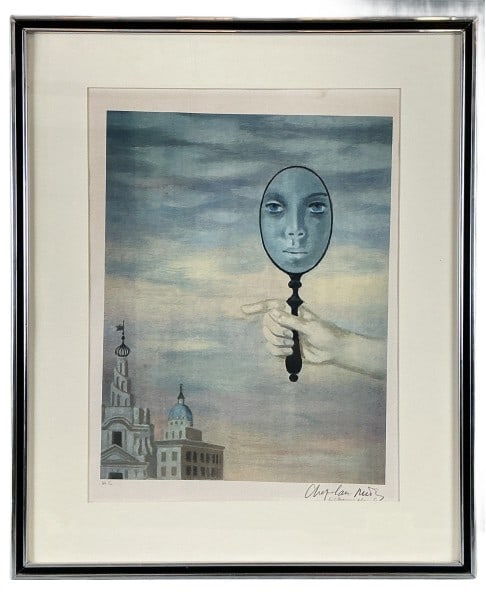 Roger Chapelain-Midy (French b. 1904) Lithograph: Roger Chapelain-Midy (French, 1904-1992) color lithograph. "Mirror" Signed lower right, obscured by mat. Edition H. C. (Hors Commerce/Out of Trade) Sight measures 19.5"h x 14.5?w. Condition: Slipped i
