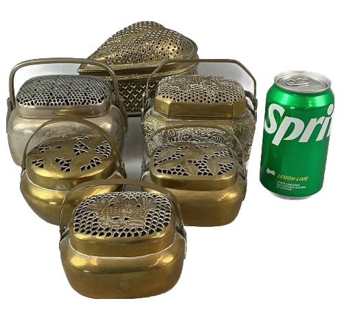 Group of 6 Chinese Brass & Plated Hand Warmers (1 of 5)