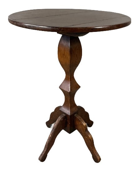 Antique Round Wooden Pedestal Side Table (1 of 3)