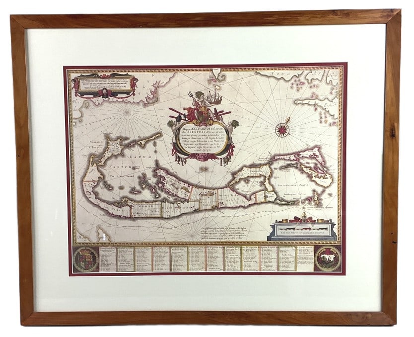 Mappa Aestivarium Insularum Print: Reproduction print of Mappa Aestivarium Insularum by Willem Blaeu. Sight measures 15.75"h x 20.75"w. Condition: Good.