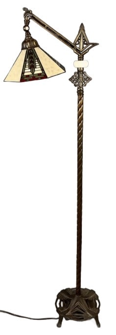 Art Deco Tiffany Style Bridge Arm Floor Lamp (1 of 4)