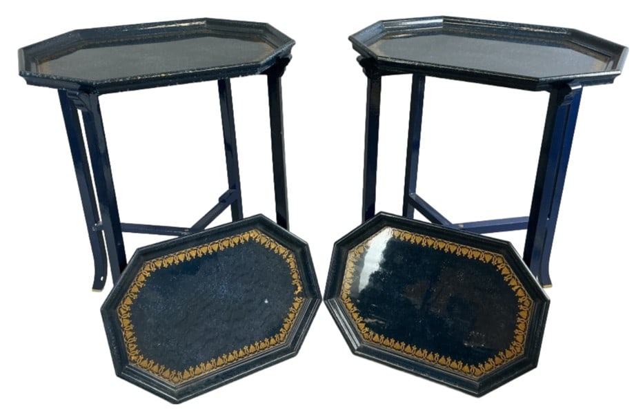 Pair Christian Dior Lacquered Octagonal Tray Table (1 of 9)