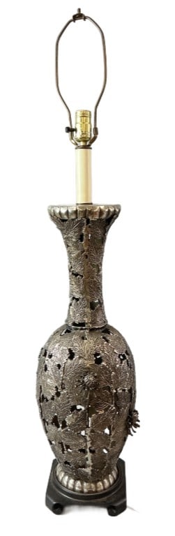 James Mont Style Silver Plate Chinoiserie Lamp (1 of 4)
