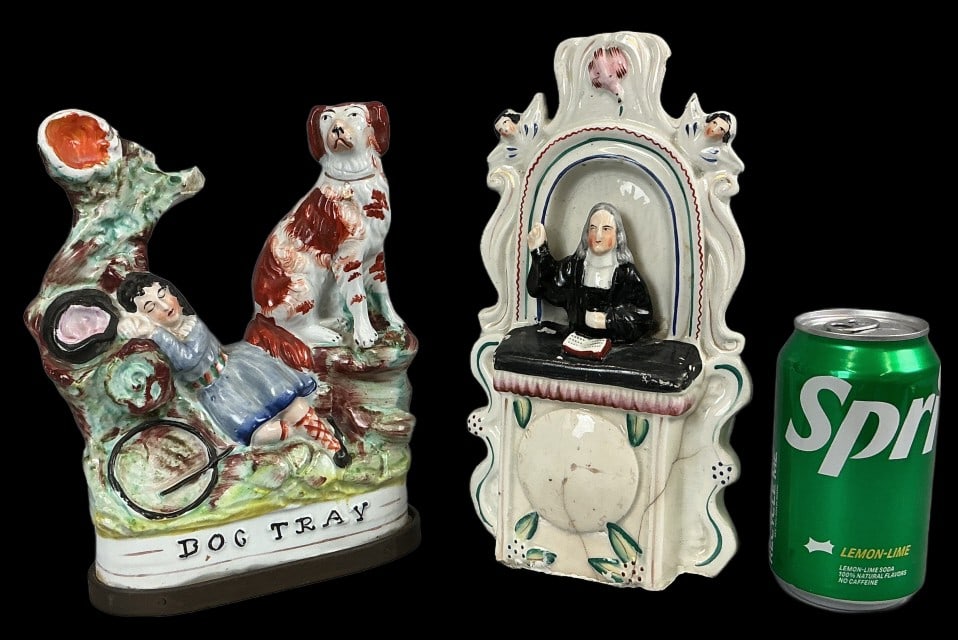 2 Antique 19th C Staffordshire Pottery Figurines (1 of 7)