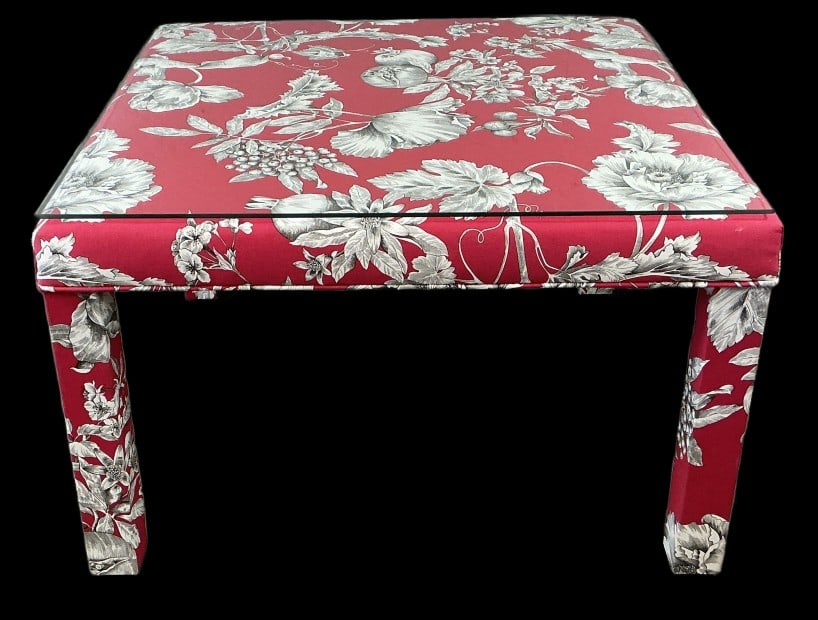 Upholstered Glass Top Low Table (1 of 3)