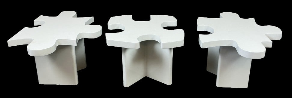 Set of 3 Lacquered Wood Puzzle Piece End Tables (1 of 3)