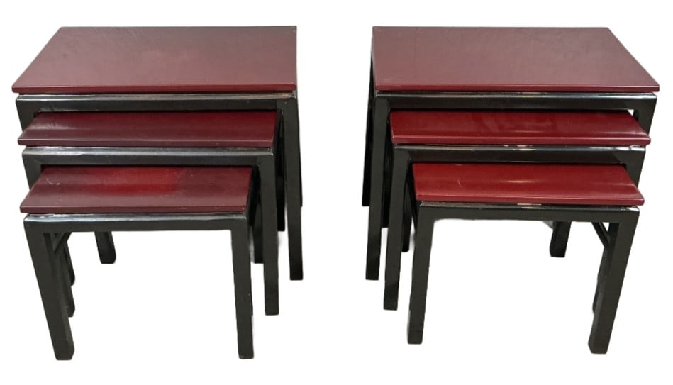 Set of 6 Lacquered Wood Nesting Tables (1 of 3)