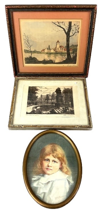 Grouping of Antique Portrait & Etchings (1 of 7)