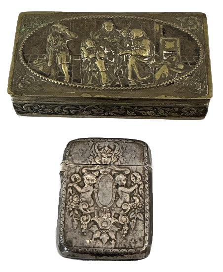Antique Dutch 833 Silver Box & Sterling Match Safe (1 of 8)