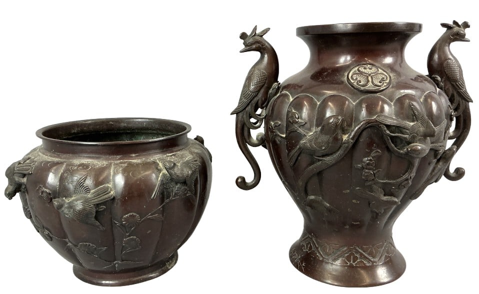 Japanese Bronze Vase & Patinated Jardiniere (1 of 7)