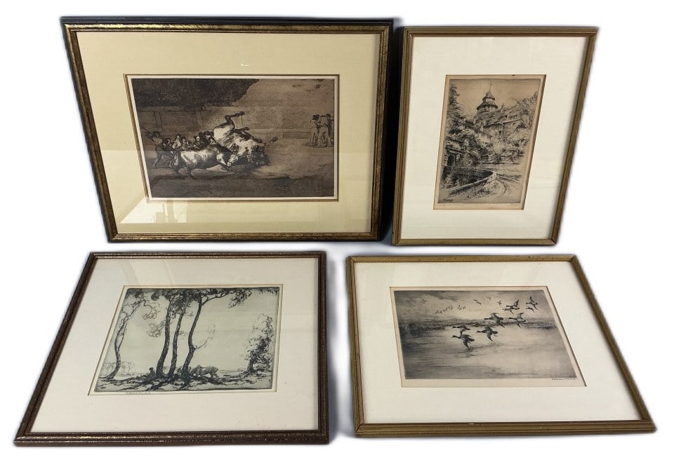4 Antique Etchings, Geissler, Clark, After Goya (1 of 6)