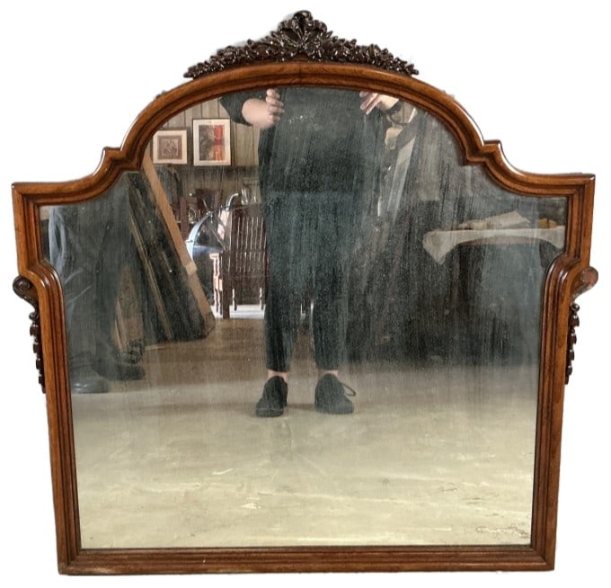 Carved Walnut Mirror (1 of 4)