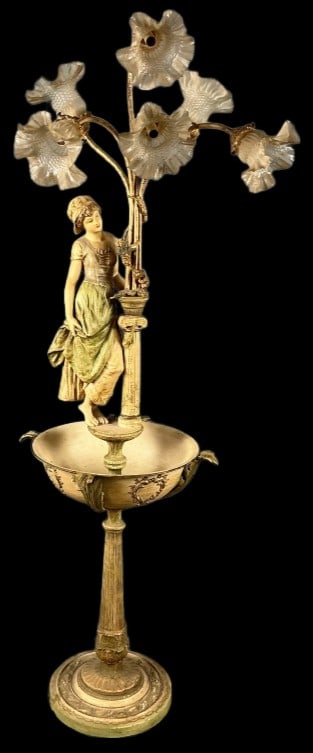 Regency Style Figural Enamel Metal Floor Lamp (1 of 5)