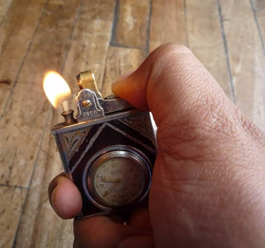 Reloj Encendedor Suizo Antiguo Gisa Colección Raro 2101