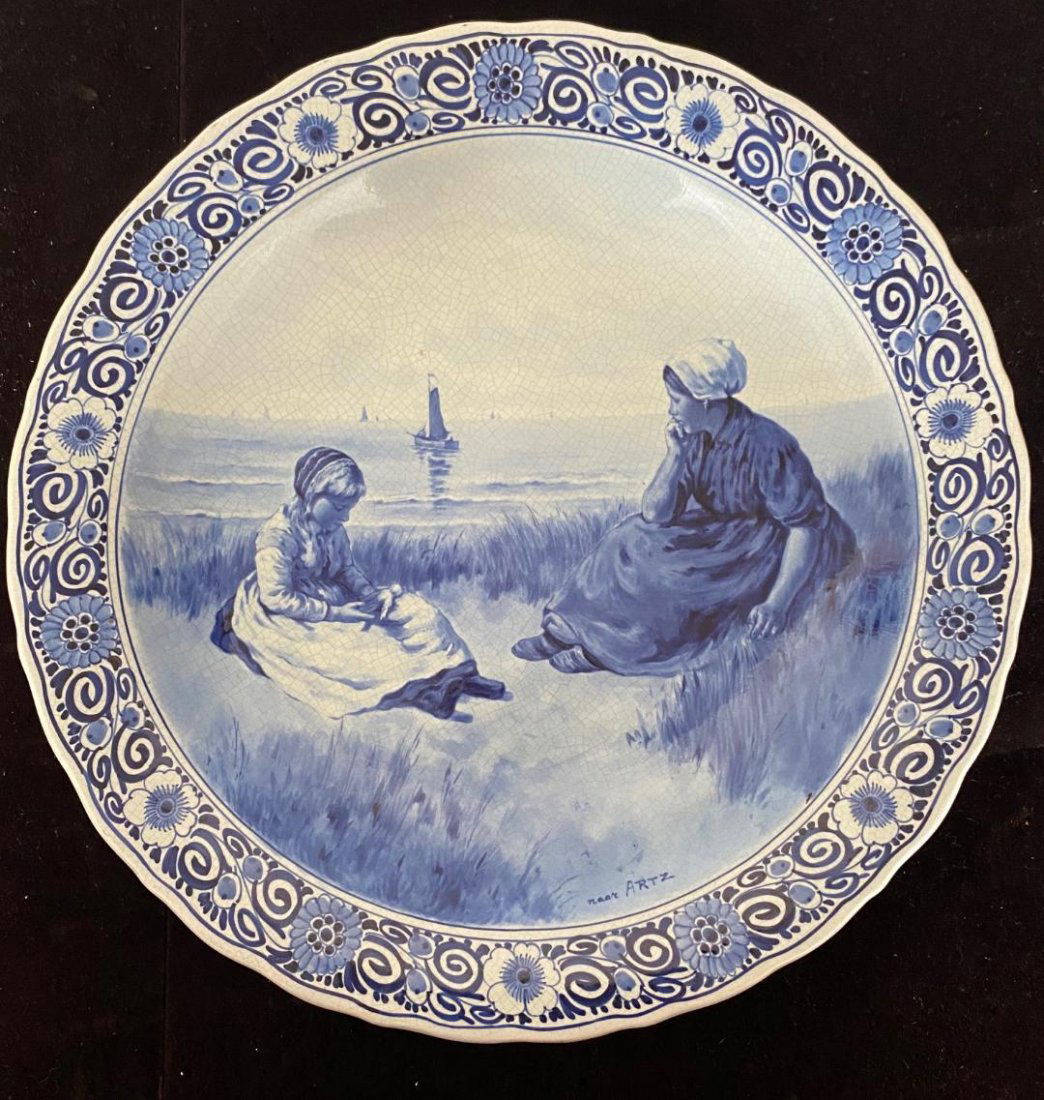 1906 Large Delft Charger Signed & Stamped (1 of 6)