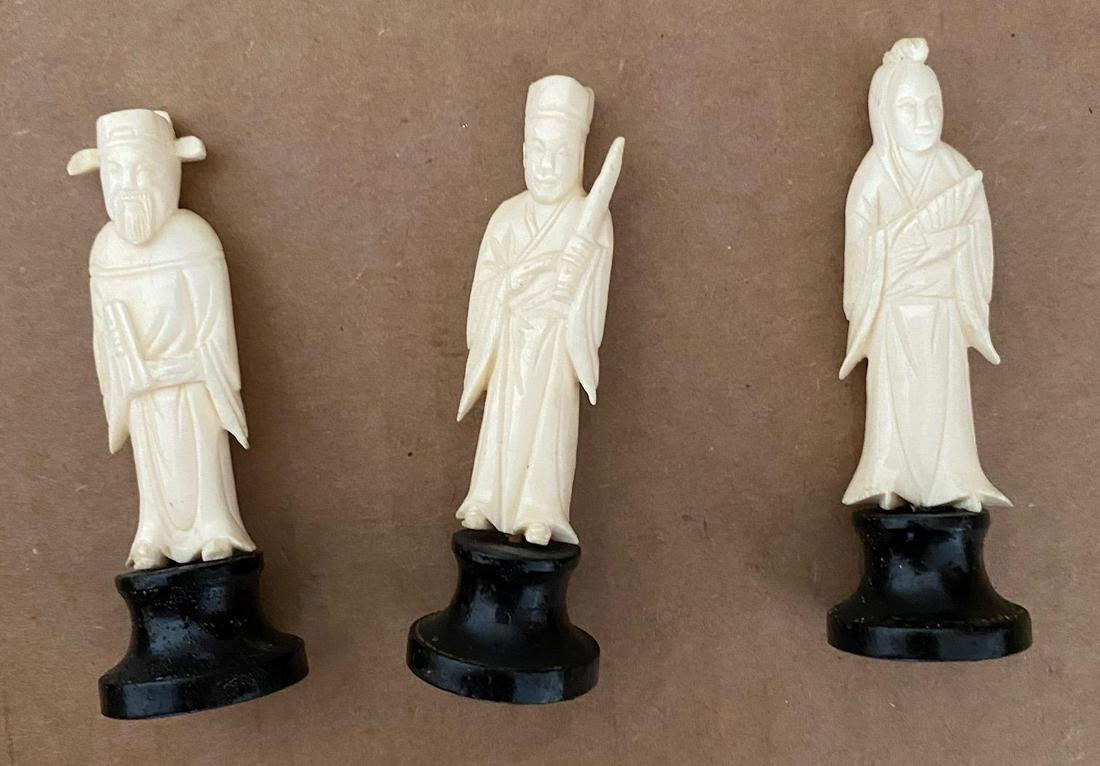 Lot of 3 Japanese Carved Figurines original older (1 of 6)