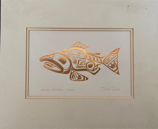 Bill Reid Salmon Art Print Native American: Canadian artist Bill Reid Salmon print, Haida Salmon "SKAAGI." See photos for details about artist. FREE DOMESTIC SHIPPING.