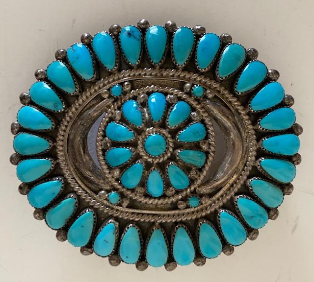 Sterling Silver Turquoise Zuni Belt Buckle Classic (1 of 2)