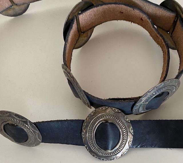 Navajo Indian Leather Belt With Sterling Conchas (1 of 4)