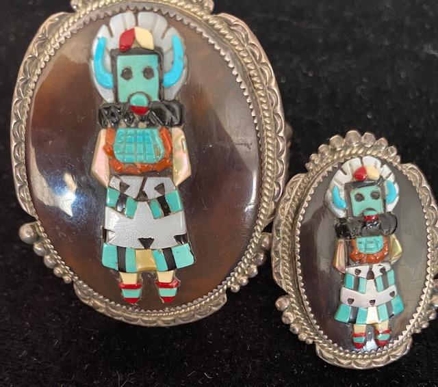 Native American Zuni Bracelet and Ring Set 1960 (1 of 5)