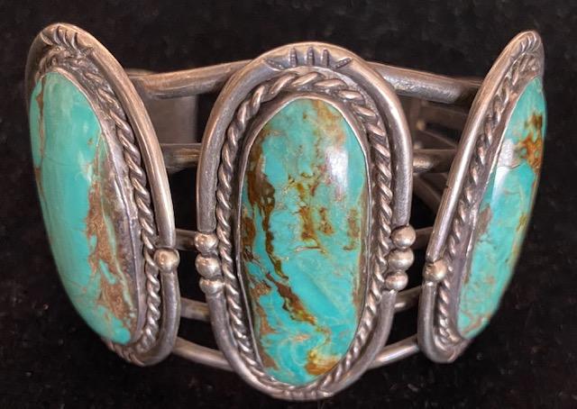 Native American Navajo Cuff Bracelet Sterling Turquoise (1 of 3)
