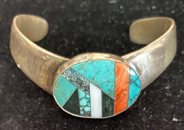 Mexican Bracelet With Turquoise, Coral, Onyx and MOP (1 of 3)