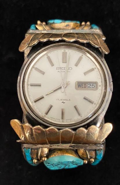 Navajo Turquoise Watch cuff Sterling Sterling silver (1 of 4)