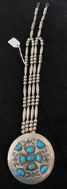 Native American Sterling Necklace Sterling & Turquoise (1 of 4)