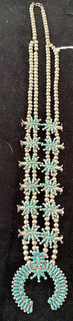 Navajo Petit Point  Squash Blossom Necklace Sterling (1 of 4)