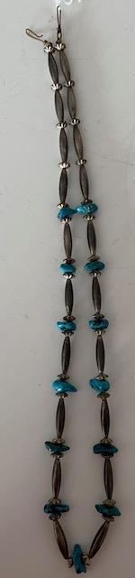 Sterling Silver and Turquoise Necklace Single Strand (1 of 3)
