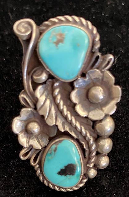 Indian Navajo Sterling Turquoise Ring ca 1960 (1 of 3)