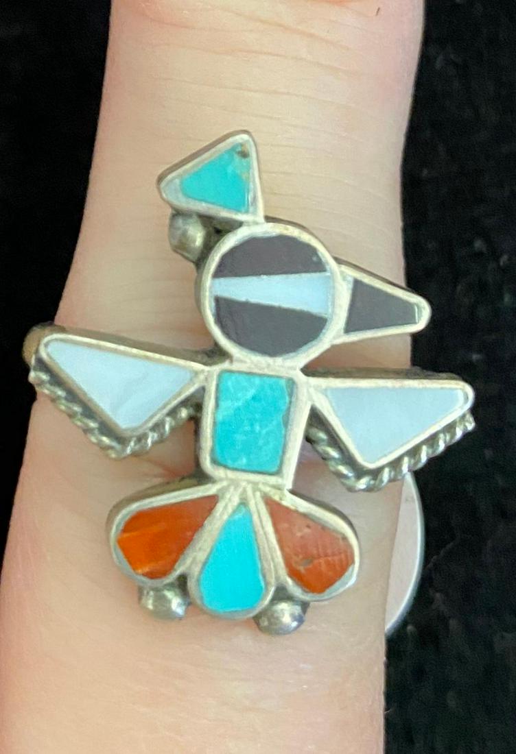 Native American Zuni Sterling Silver Ring Inlay (1 of 1)