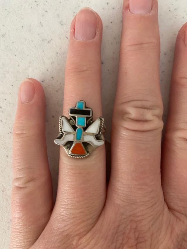 Zuni Knifewing Man Sterling Ring (1 of 1)