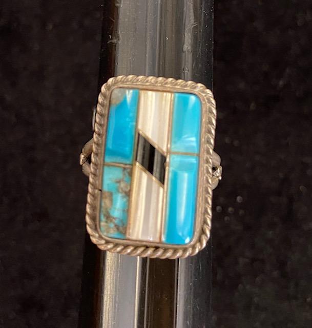 Native American Zuni Turquoise, Onyx & Mother of Pearl (1 of 3)