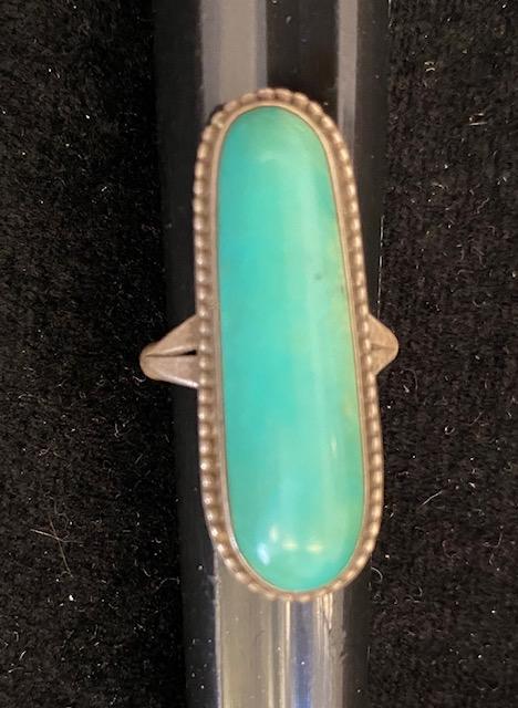 Signed Navajo Indian Turquoise and Sterling Silver Ring (1 of 4)