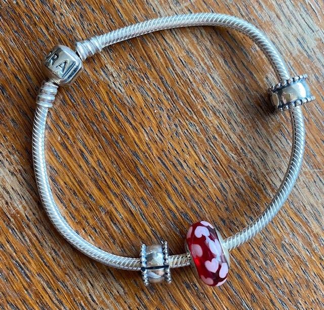 Sterling Silver Pandora Bracelet with Heart Bead (1 of 4)