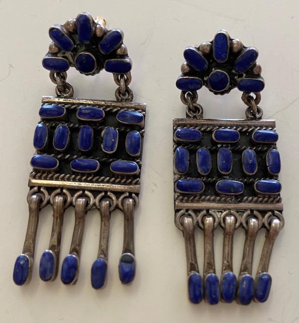 Mexico Vintage Sterling Blue Lapis Dangle Earrings (1 of 3)