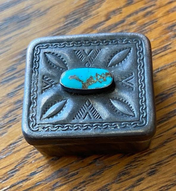 Navajo Sterling and Turquoise Vintage Pill Box 1940 (1 of 3)