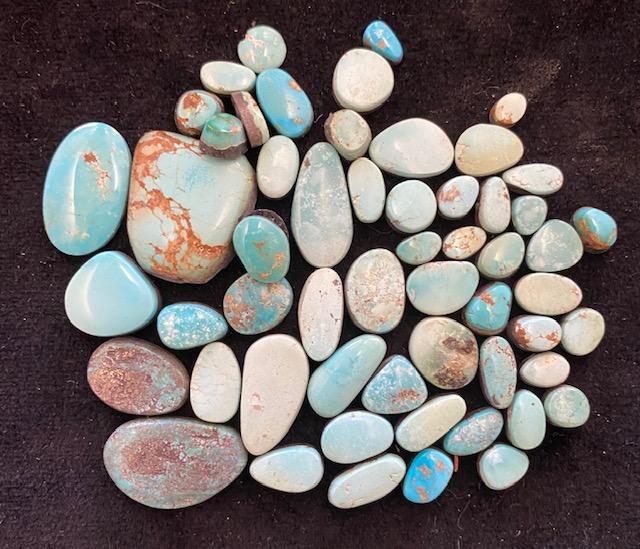 Large Lot of Turquoise Pieces Cabs Cabochons (1 of 2)