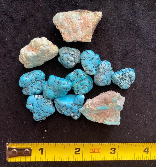 Large Lot of Turquoise Chunks Cabs 12 Rough Pieces (1 of 1)