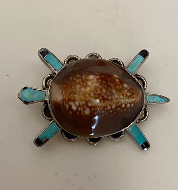 Native American Zuni Sterling Turtle Pinback (1 of 1)