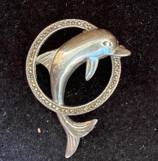 Sterling Silver Dolphin Pin (1 of 2)