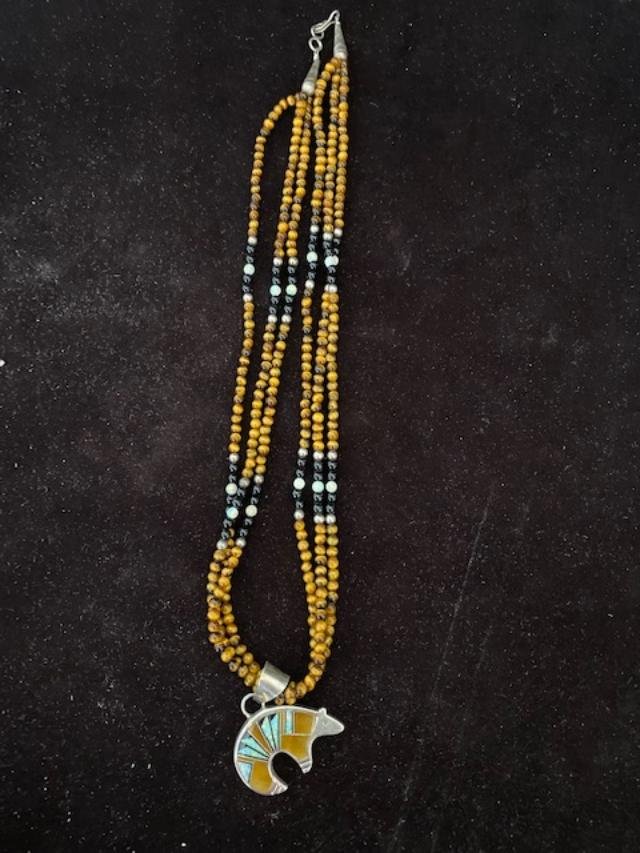 Native American Indian  Zuni Bear Necklace STUNNING (1 of 7)