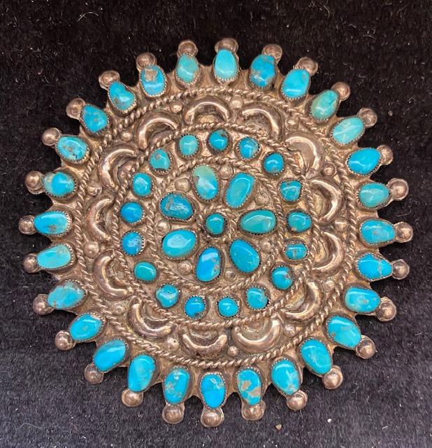 Navajo sterling Turquoise  pin pendant (1 of 2)