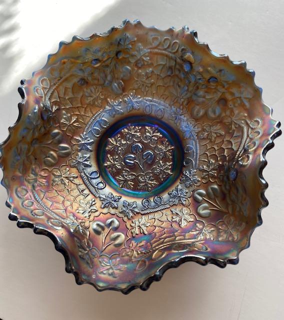 Fenton Carnival Glass Cobalt Cherry Berry Bowl (1 of 5)